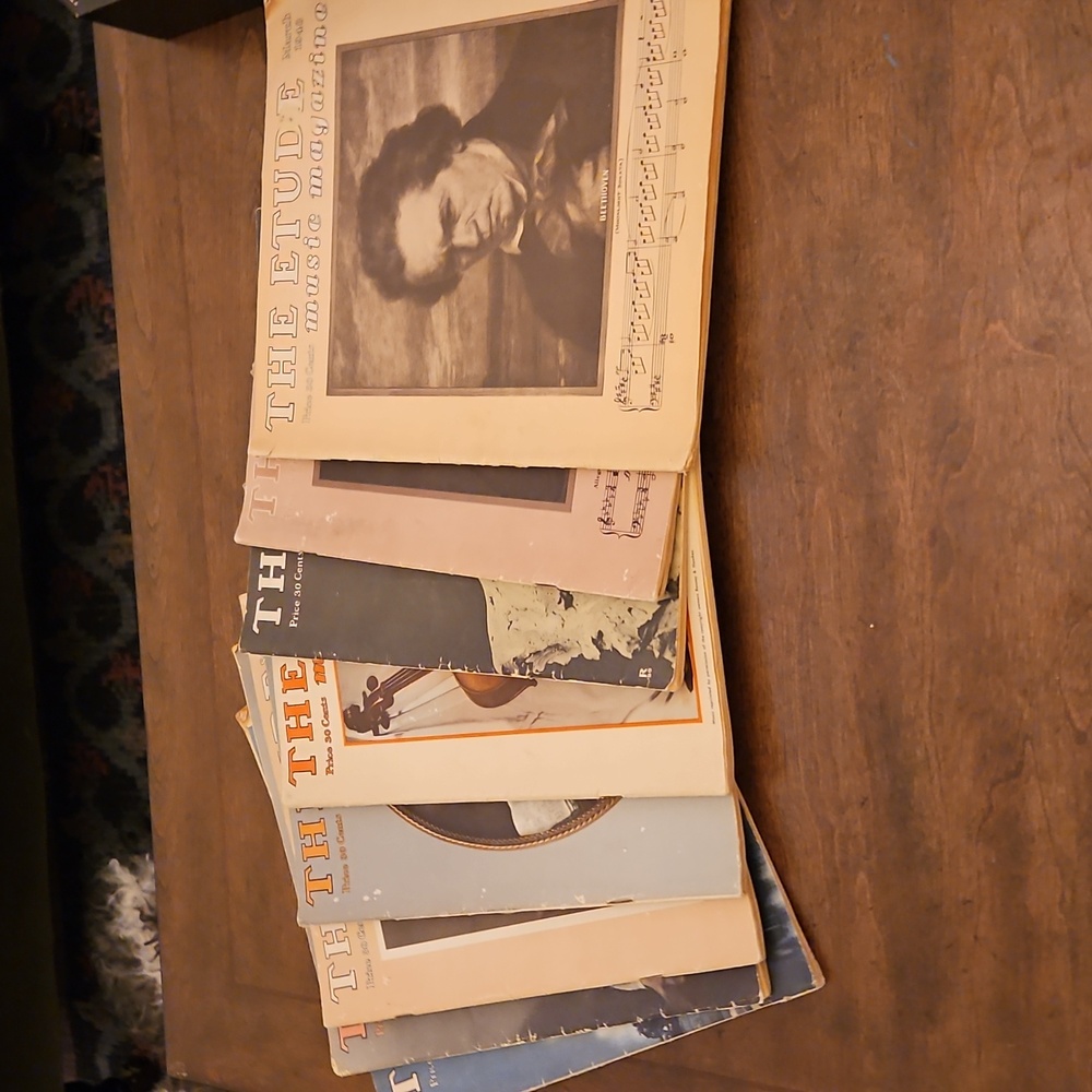 8 Antique Etude Music Magazines from 1948 & Various Sheet Music